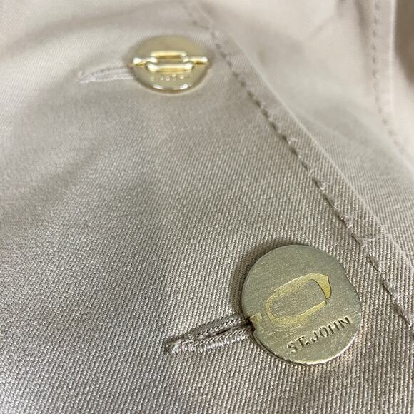 St John Blazer Laced Eyelet Cotton Stretch Tan Beige Blaze Women's Size Medium - Picture 10 of 11